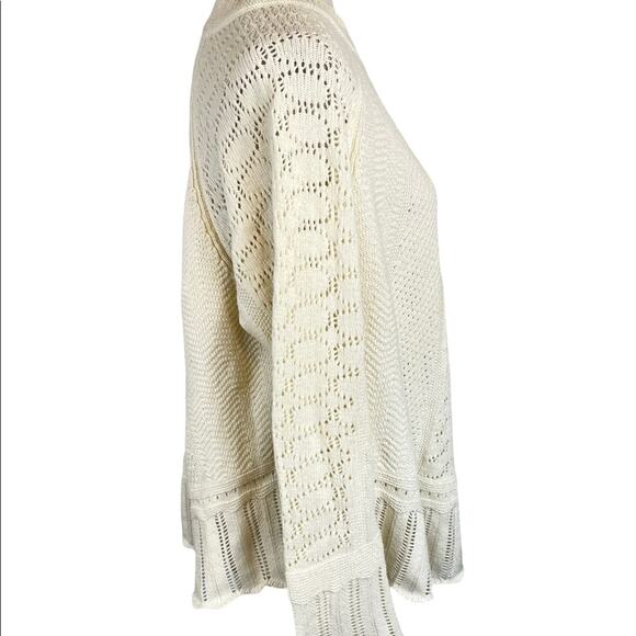 Anthropologie Angel of the North Nulia Circle Hem Poncho Sweater Cream Small - Picture 6 of 10